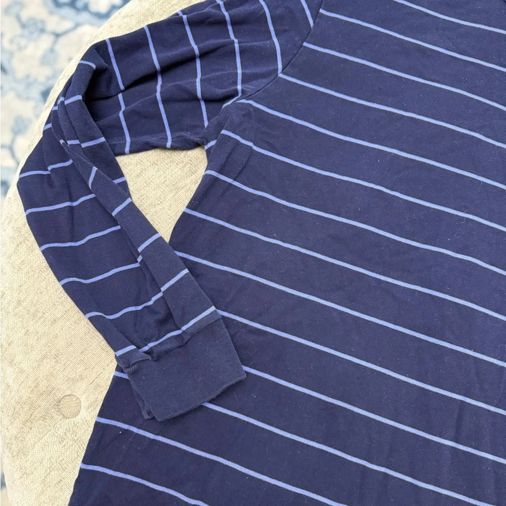 Polo Ralph Lauren Golf Dark Blue Striped Long Sleeve Collared Pima Cotton Shirt